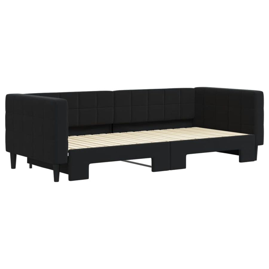Slaapbank Fluweel 90 x 200 cm Zwart met onderschuifbed