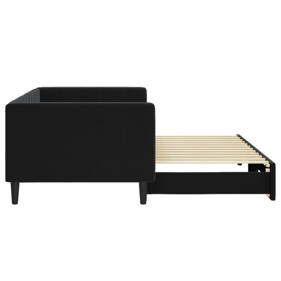 Slaapbank Fluweel 90 x 200 cm Zwart met onderschuifbed