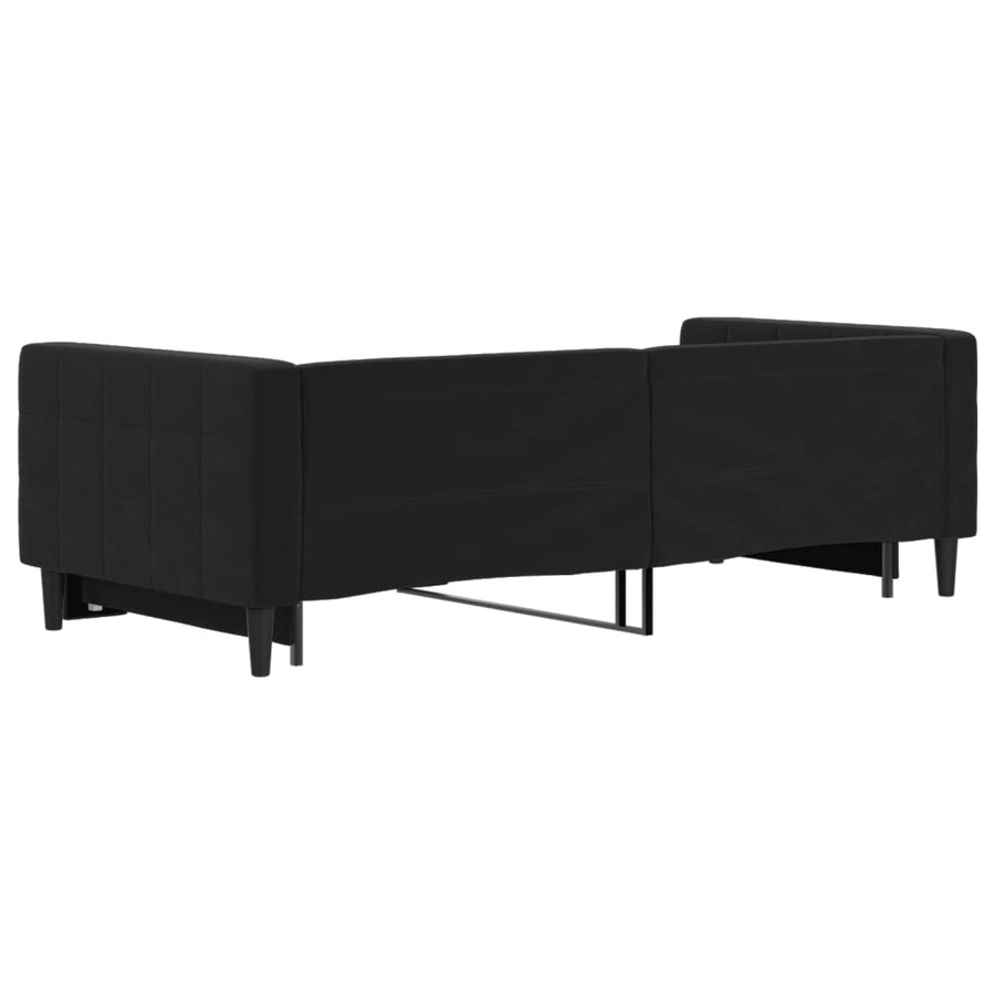 Slaapbank Fluweel 90 x 200 cm Zwart met onderschuifbed