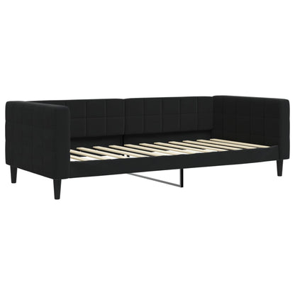 Slaapbank Fluweel 90 x 200 cm Zwart met onderschuifbed