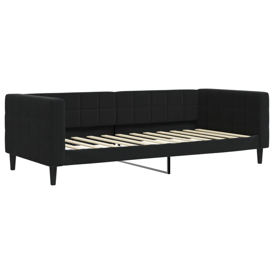 Slaapbank Fluweel 90 x 200 cm Zwart met onderschuifbed