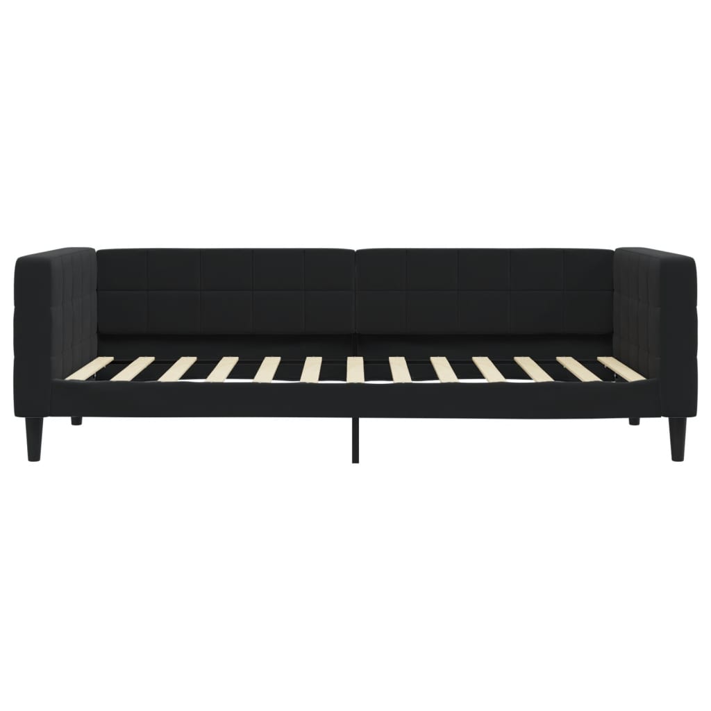 Slaapbank Fluweel 90 x 200 cm Zwart met onderschuifbed