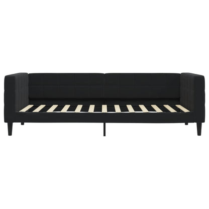 Slaapbank Fluweel 90 x 200 cm Zwart met onderschuifbed