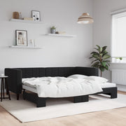Slaapbank met onderschuifbed 90x200 cm zwart fluweel