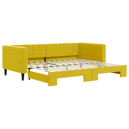 Slaapbank Fluweel 90 x 200 cm Geel met onderschuifbed