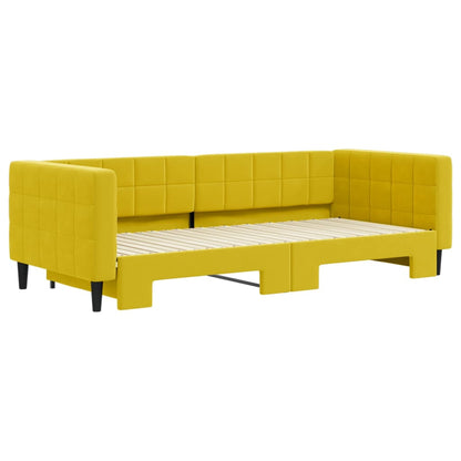 Slaapbank Fluweel 90 x 200 cm Geel met onderschuifbed