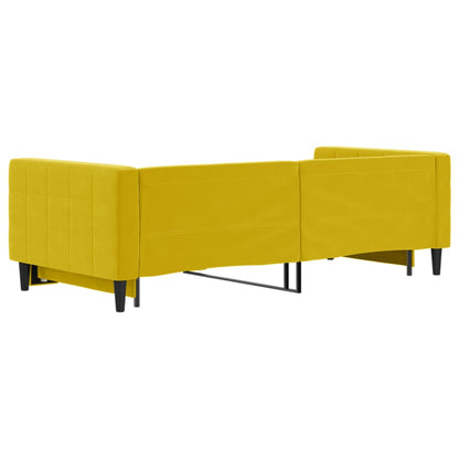Slaapbank Fluweel 90 x 200 cm Geel met onderschuifbed