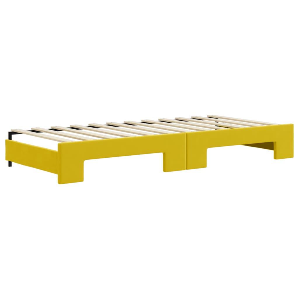 Slaapbank Fluweel 90 x 200 cm Geel met onderschuifbed