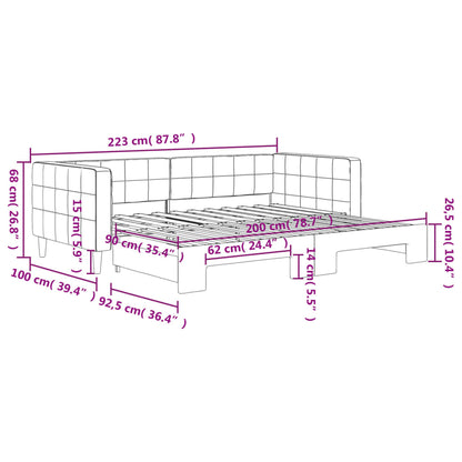 Slaapbank Fluweel 90 x 200 cm Geel met onderschuifbed