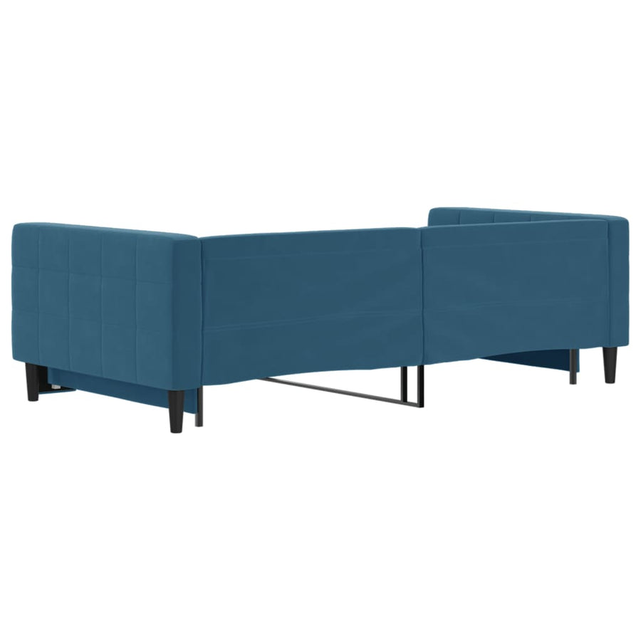 Slaapbank Fluweel 100 x 200 cm Blauw met onderschuifbed