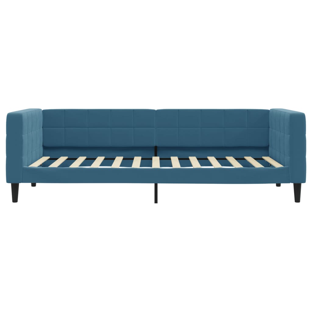 Slaapbank Fluweel 100 x 200 cm Blauw met onderschuifbed