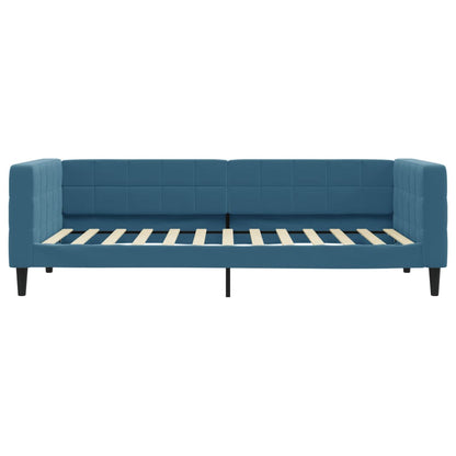 Slaapbank Fluweel 100 x 200 cm Blauw met onderschuifbed