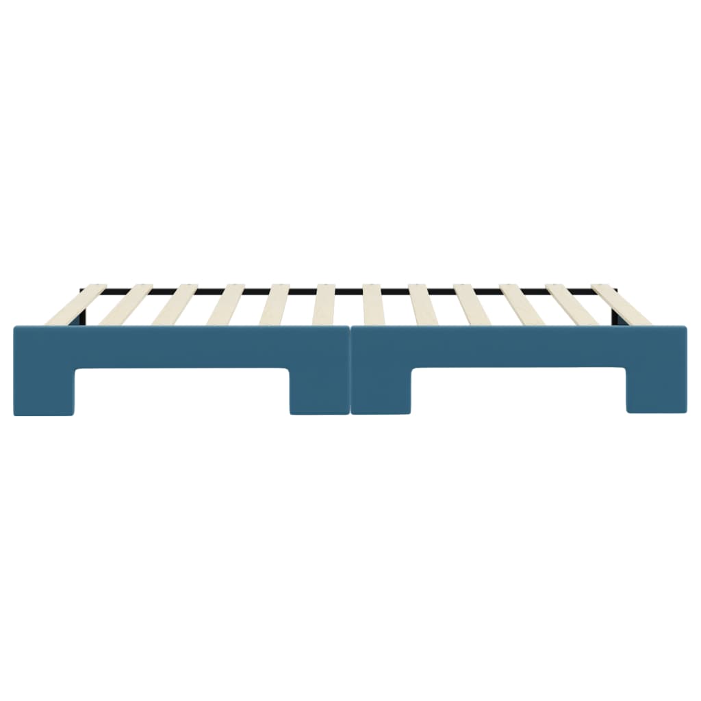 Slaapbank Fluweel 100 x 200 cm Blauw met onderschuifbed