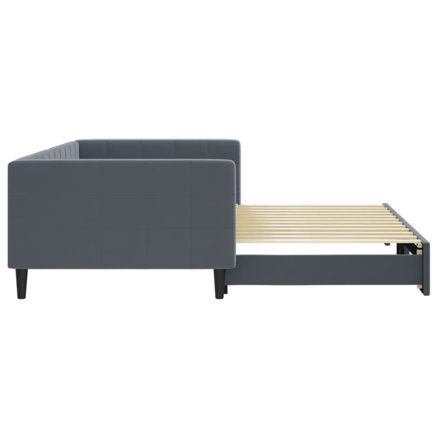 Slaapbank met onderschuifbed 100x200 cm fluweel donkergrijs
