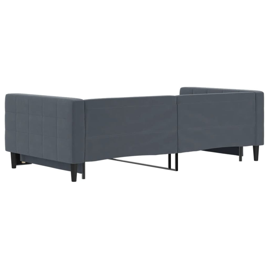 Slaapbank met onderschuifbed 100x200 cm fluweel donkergrijs