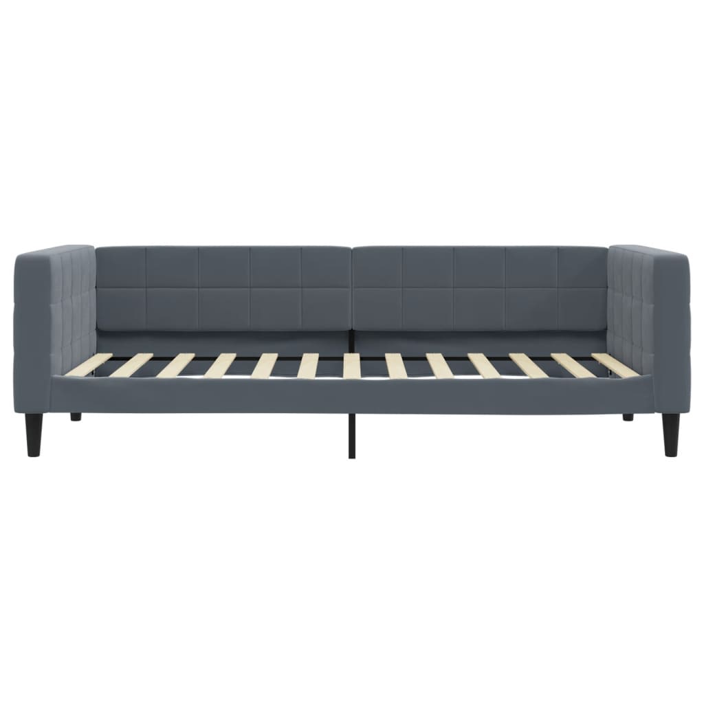 Slaapbank met onderschuifbed 100x200 cm fluweel donkergrijs