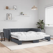 Slaapbank met onderschuifbed 100x200 cm donkergrijs fluweel