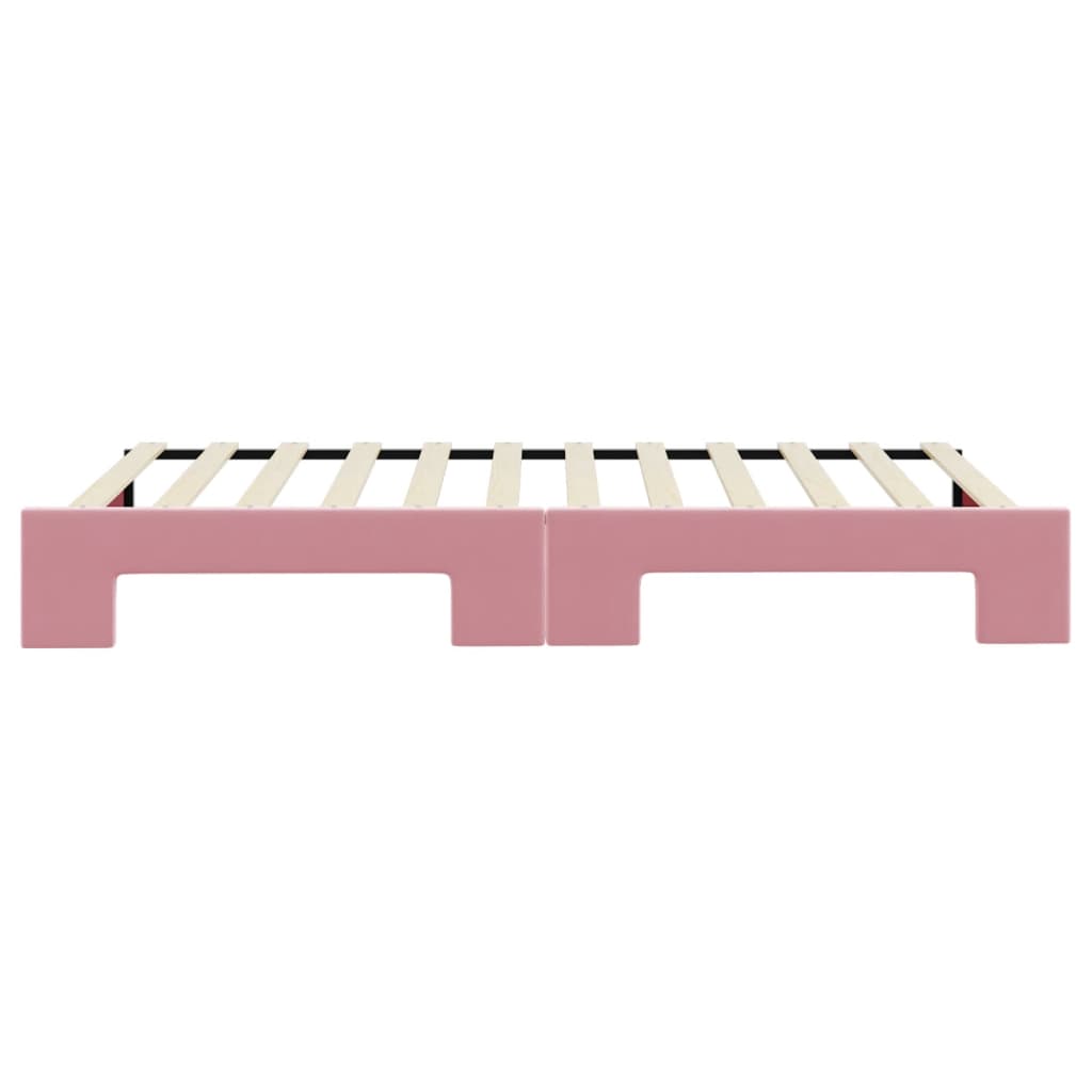 Slaapbank met onderschuifbed 100x200 cm fluweel roze