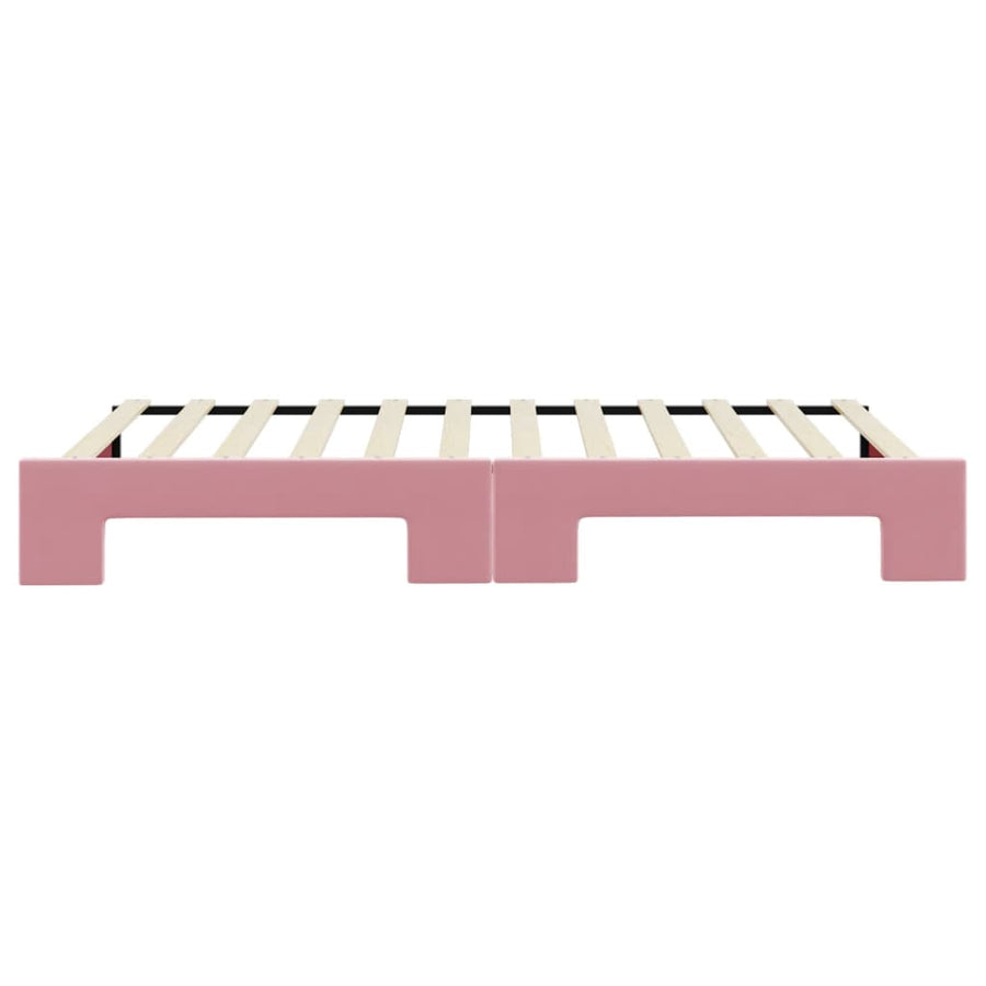 Slaapbank met onderschuifbed 100x200 cm fluweel roze