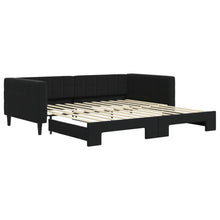 Slaapbank Fluweel 100 x 200 cm Zwart met onderschuifbed
