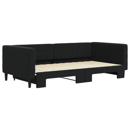 Slaapbank Fluweel 100 x 200 cm Zwart met onderschuifbed