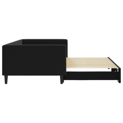 Slaapbank Fluweel 100 x 200 cm Zwart met onderschuifbed