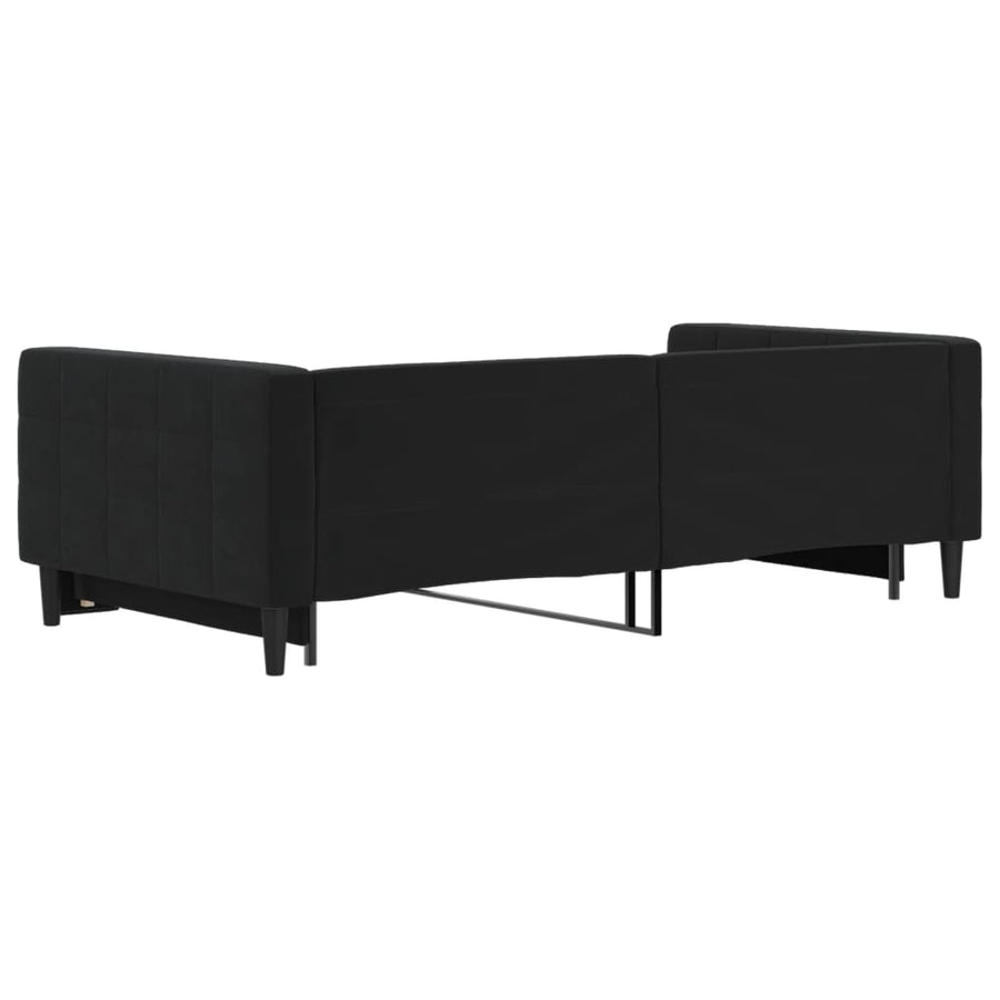 Slaapbank Fluweel 100 x 200 cm Zwart met onderschuifbed