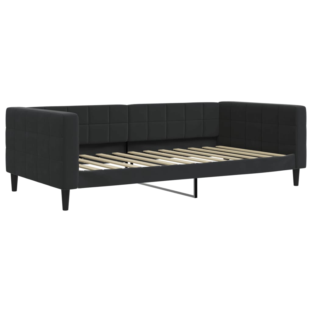 Slaapbank Fluweel 100 x 200 cm Zwart met onderschuifbed