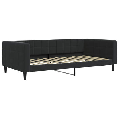 Slaapbank Fluweel 100 x 200 cm Zwart met onderschuifbed