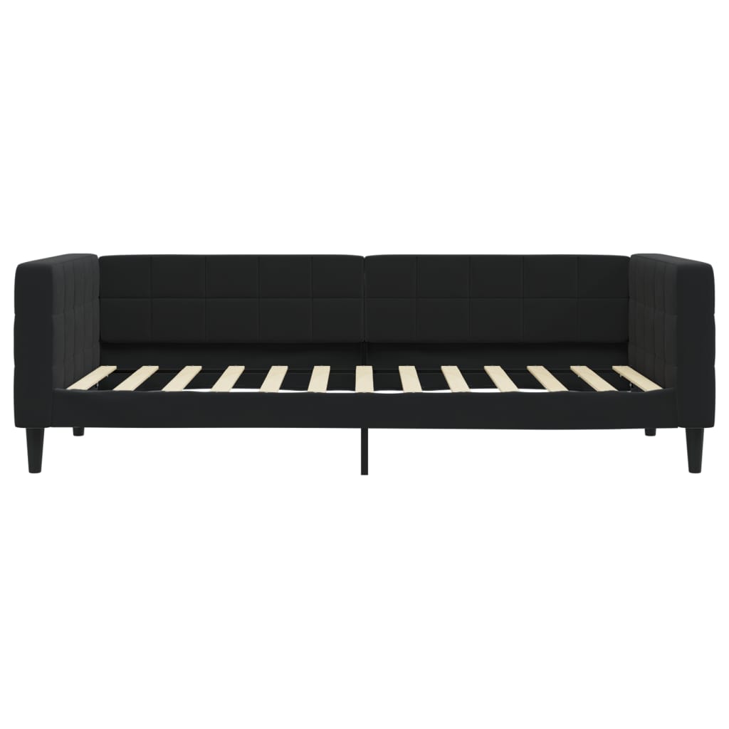 Slaapbank Fluweel 100 x 200 cm Zwart met onderschuifbed