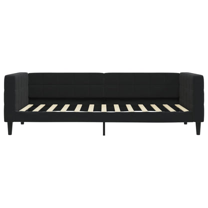 Slaapbank Fluweel 100 x 200 cm Zwart met onderschuifbed