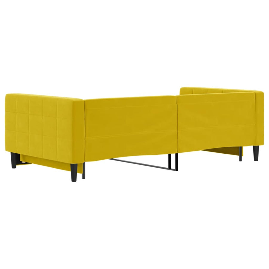 Slaapbank met onderschuifbed 100x200 cm fluweel geel