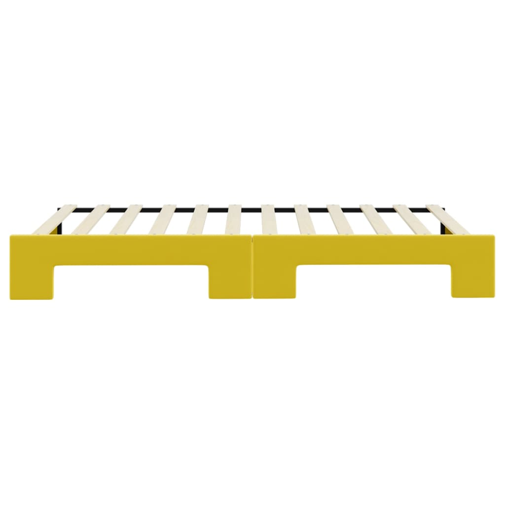 Slaapbank met onderschuifbed 100x200 cm fluweel geel