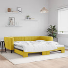 Slaapbank met onderschuifbed 2x 100x200 cm geel fluweel