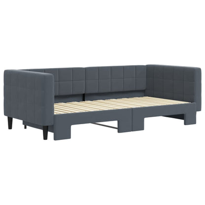 Slaapbank Fluweel Donkergrijs 90 x 190 cm met onderschuifbed