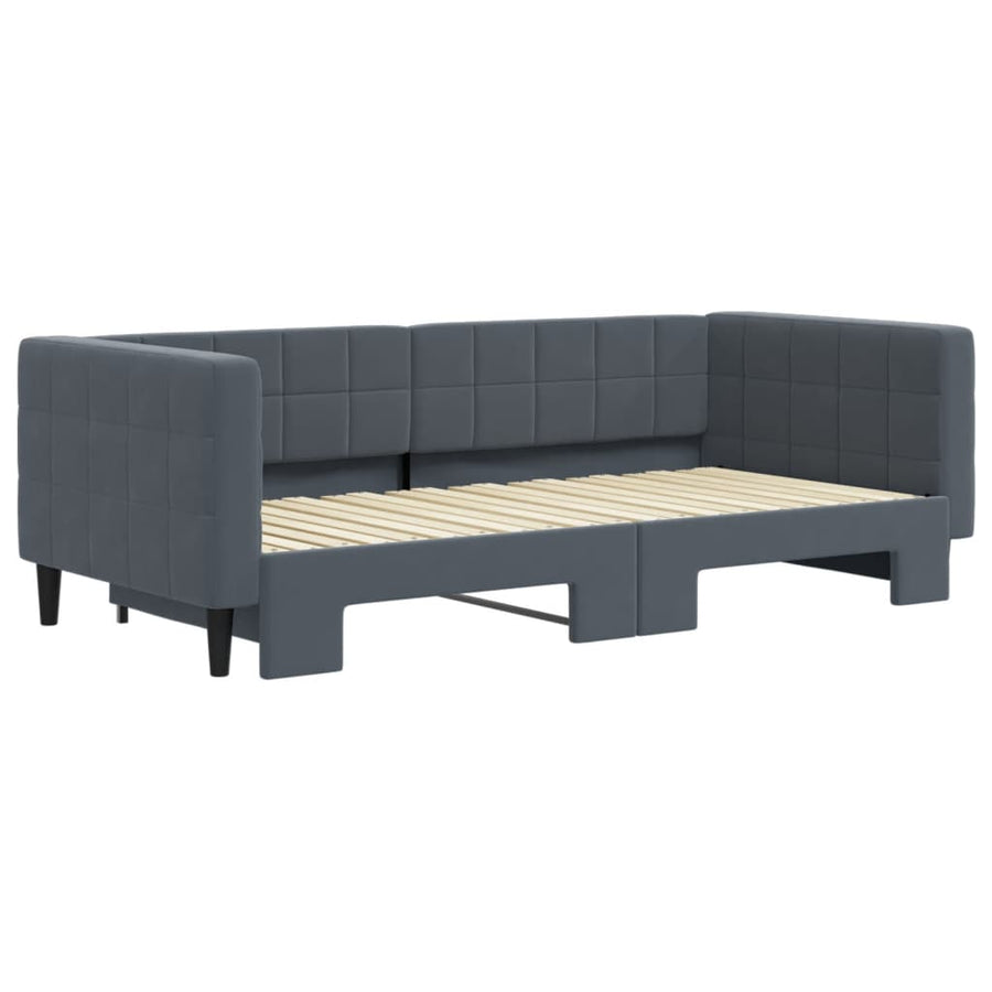Slaapbank Fluweel Donkergrijs 90 x 190 cm met onderschuifbed