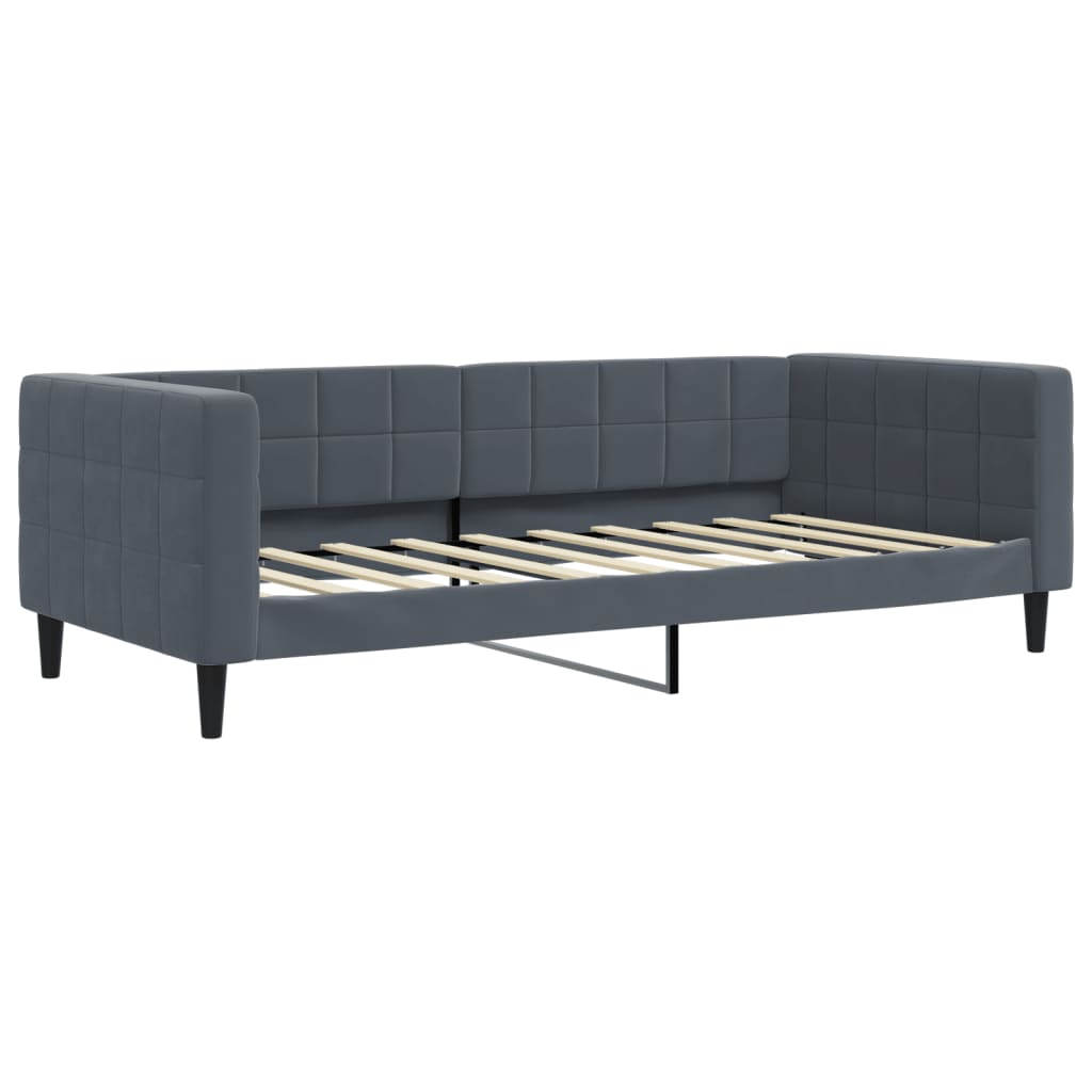 Slaapbank Fluweel Donkergrijs 90 x 190 cm met onderschuifbed