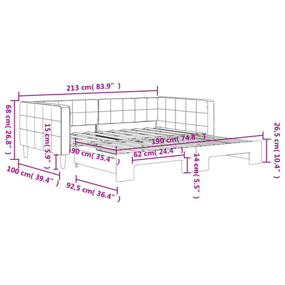 Slaapbank Fluweel Donkergrijs 90 x 190 cm met onderschuifbed