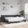 Slaapbank met onderschuifbed 90x190 cm fluweel donkergrijs