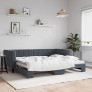 Slaapbank 90x190 cm fluweel donkergrijs met onderschuifbed