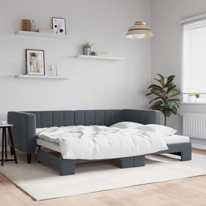 Slaapbank Fluweel Donkergrijs 90 x 190 cm met onderschuifbed