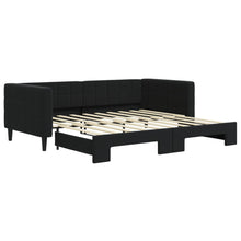 Slaapbank Fluweel 90 x 190 cm Zwart met onderschuifbed