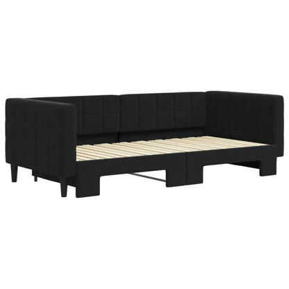 Slaapbank Fluweel 90 x 190 cm Zwart met onderschuifbed