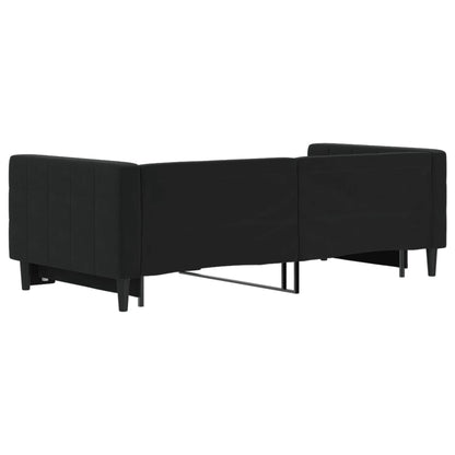 Slaapbank Fluweel 90 x 190 cm Zwart met onderschuifbed