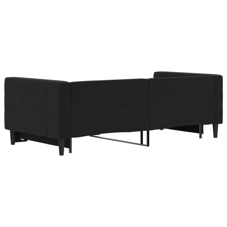 Slaapbank Fluweel 90 x 190 cm Zwart met onderschuifbed