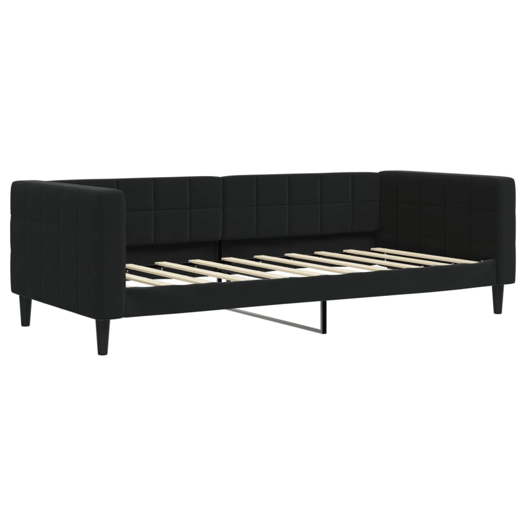 Slaapbank Fluweel 90 x 190 cm Zwart met onderschuifbed