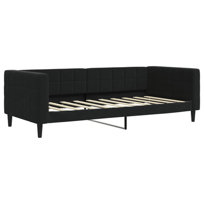 Slaapbank Fluweel 90 x 190 cm Zwart met onderschuifbed