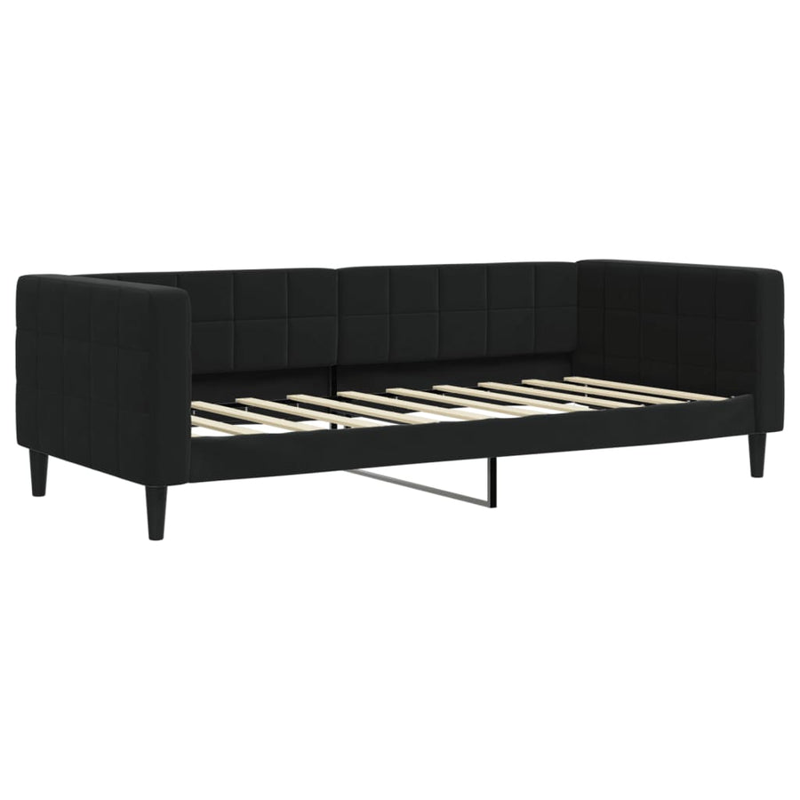 Slaapbank Fluweel 90 x 190 cm Zwart met onderschuifbed