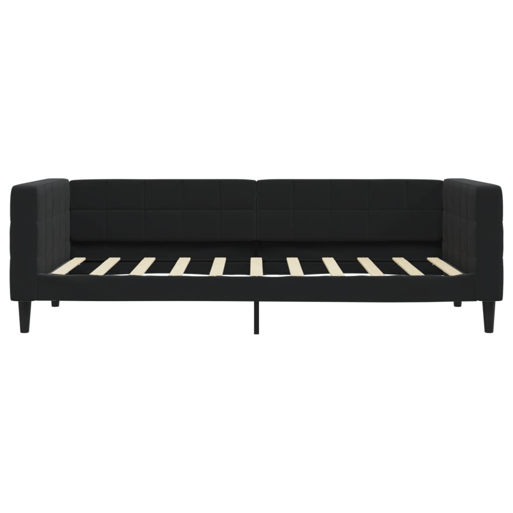 Slaapbank Fluweel 90 x 190 cm Zwart met onderschuifbed