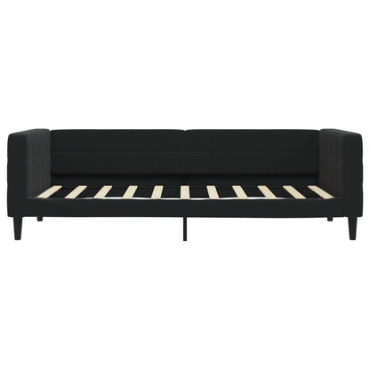 Slaapbank Fluweel 90 x 190 cm Zwart met onderschuifbed